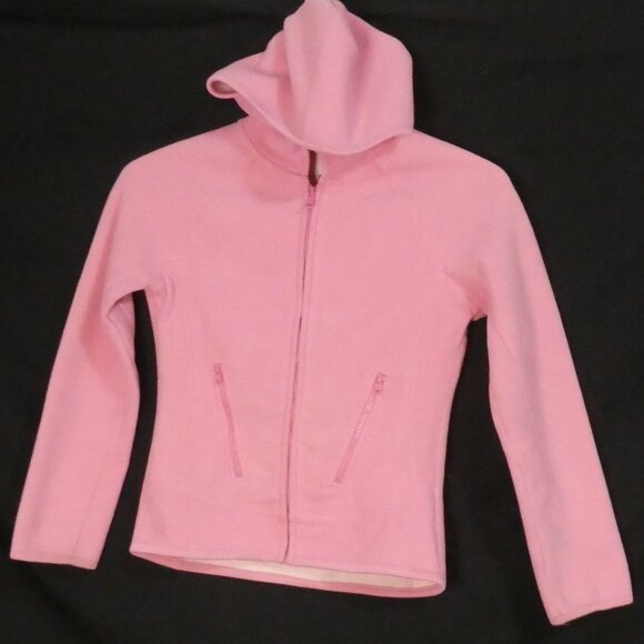 Y2K - OLD NAVY BRAND | medium | Pink Fleece Hooded Zip-Up Jacket | Zip Pockets - Picture 2 of 16